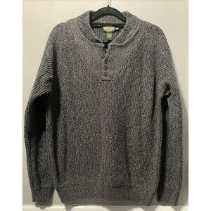 Cabela’s Men’s XL Tall 1/4 Button Henley Sweater Heavy Chunky Knit 100% Cotton